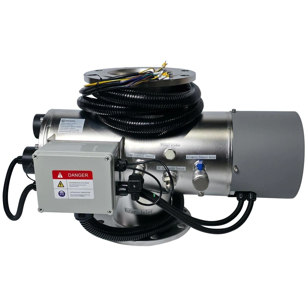 Уф установка AquaViva AVMUV 475 , до 475м3, DN300, 3*3КВт Автоочист, UV дат. , t дат.,сенс.дисп