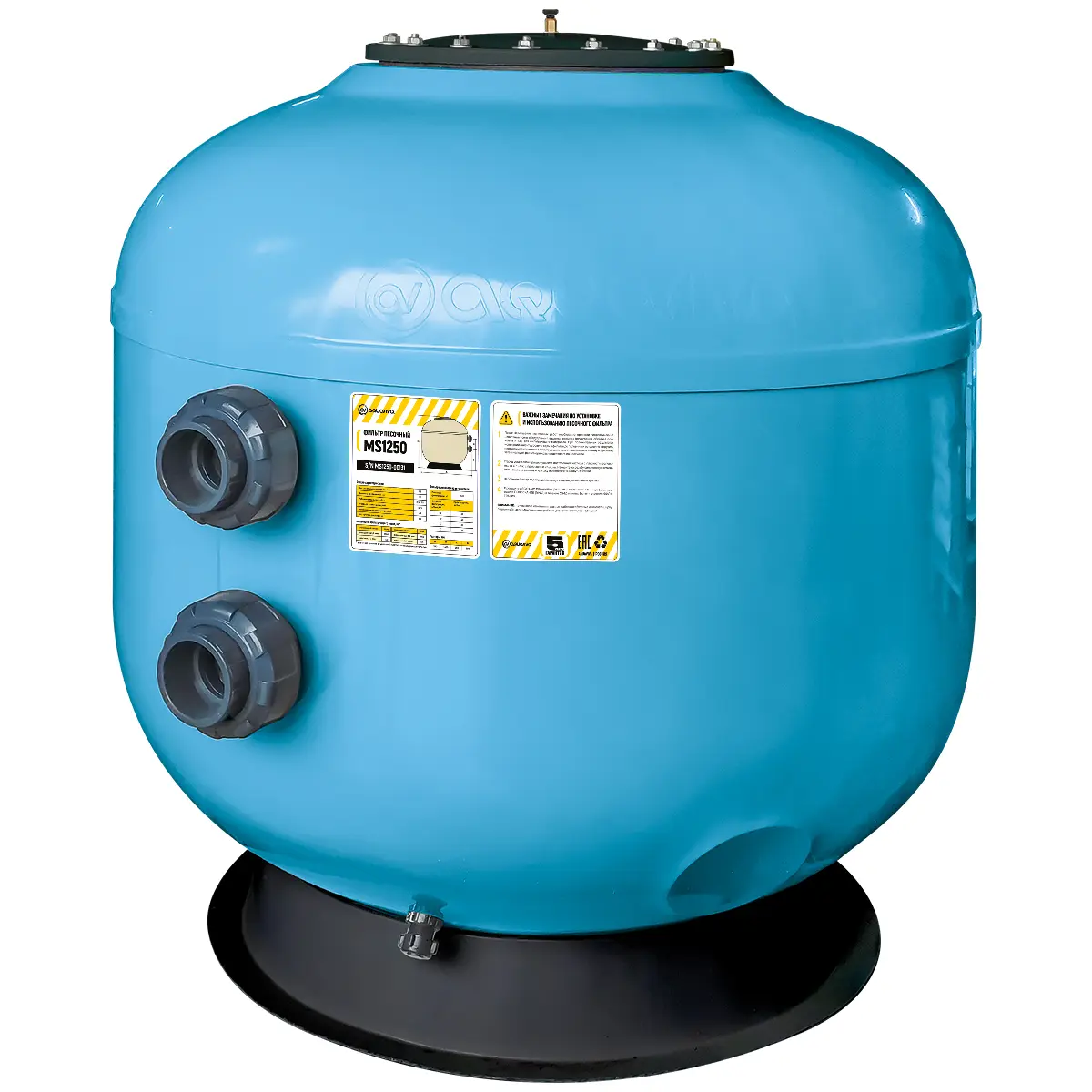 Фильтр озон. AquaViva MS1250M (62 м³/ч,, 1250 мм, 1960 кг, 90 мм, 2,5Бар,1м засыпка)