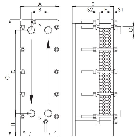 Теплообменник пластинчатый Techno System 672 кВт 316L